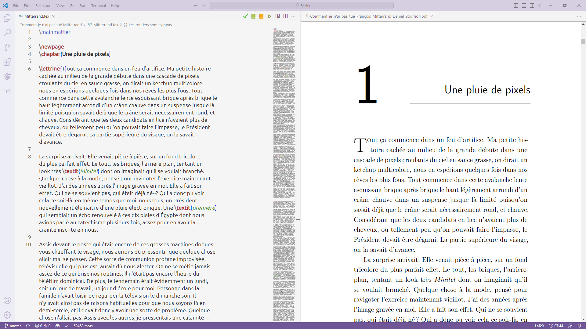 Copie d'écran, VSC LaTeX et rendu PDF